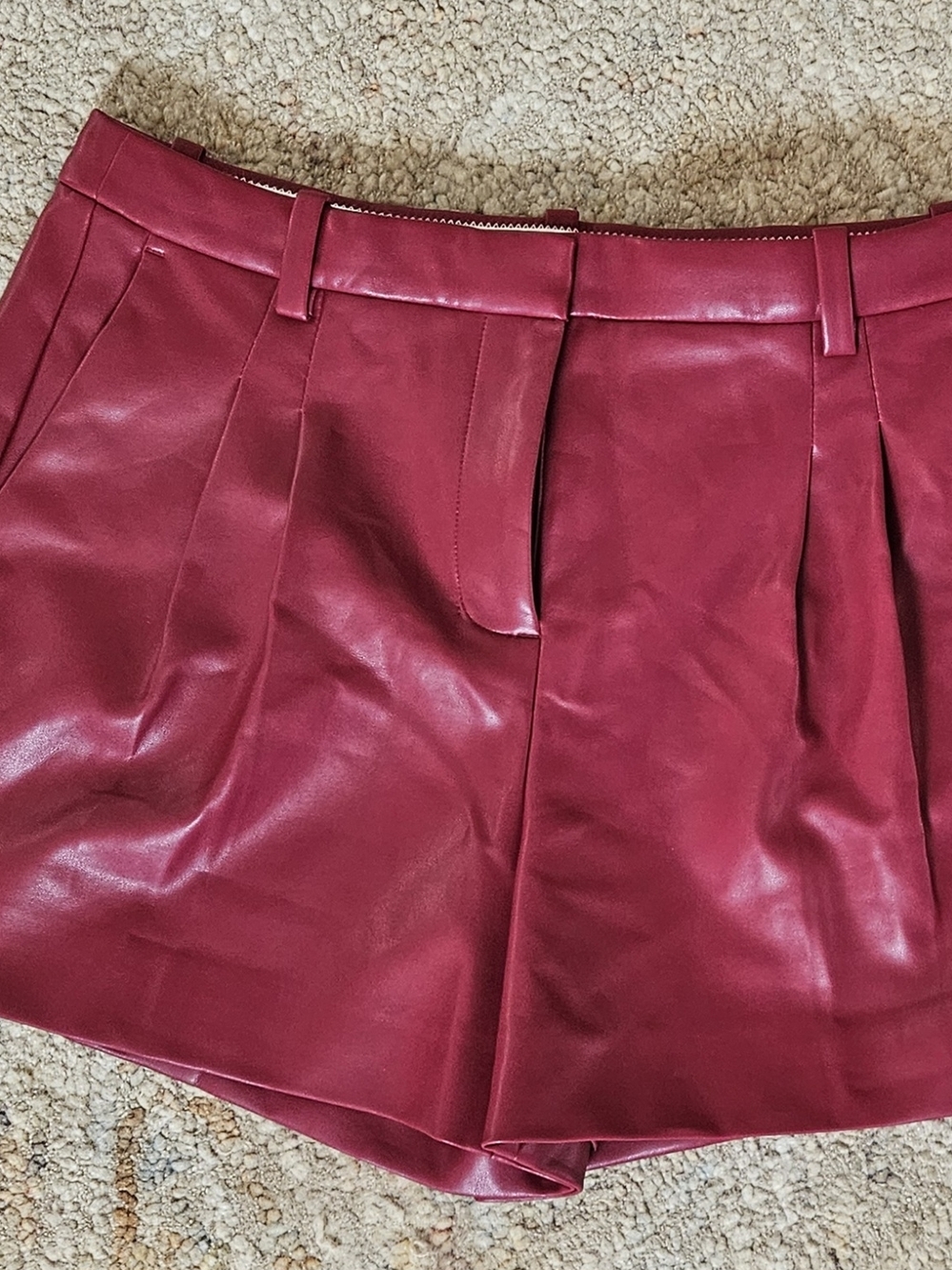 Faux Leather J CREW High-Waist Shorts in Deep Berry NWT NEVER WORN! Sz 6
